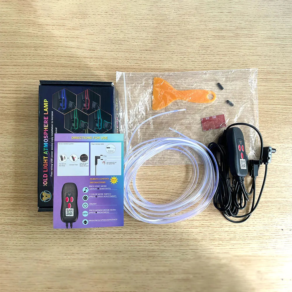 5M APP USB Powered Car Interior LED Light, Multiple Color Modes 5M Fiber Ambient Light, Car Interior Decorative Light