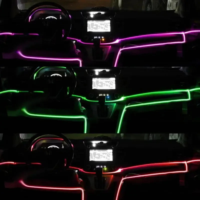 5M APP USB Powered Car Interior LED Light, Multiple Color Modes 5M Fiber Ambient Light, Car Interior Decorative Light