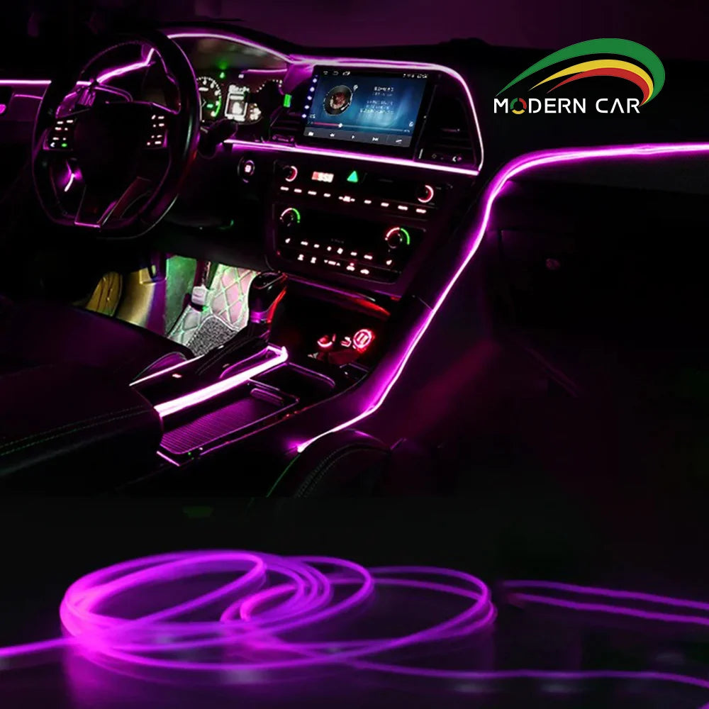 5M APP USB Powered Car Interior LED Light, Multiple Color Modes 5M Fiber Ambient Light, Car Interior Decorative Light